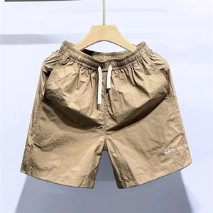 基础款纯色短裤男女日系2025夏季刺绣宽松速干沙滩运动五分裤图片