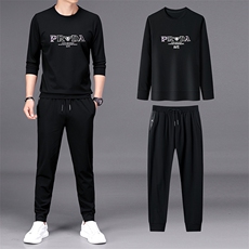 春季新款长袖中年男士运动套装休闲裤打底休闲上衣服裤子两件套男，男装休闲套装，电商B212（原钱塘6029）