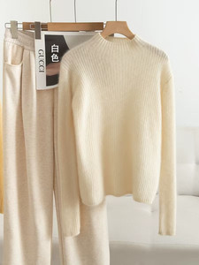 2025年秋季时尚百搭通勤简约休闲抽条半高领，女装羊毛衫，美轩羊绒