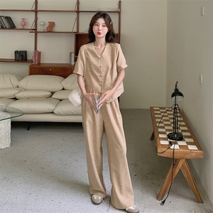 小香风薄款西装阔腿裤套装女夏端庄大气干练两件套小众不撞款炸街图片