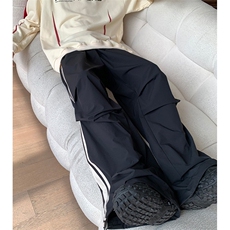 速干宽松伞兵裤子男款夏季美式潮流学院风侧边条纹阔腿裤K503，男装休闲裤，星座1116A（原606A-3）