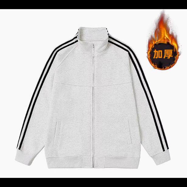 潮牌基础款三条杠黑色全拉链卫衣秋冬季男女简约风百搭纯色外套，女装短外套，星座1210-1
