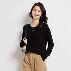 秋冬新款圆领套头35%羊绒衫女纯色修身韩版打底针织衫毛衣女，女装羊绒衫，兰皓羊绒