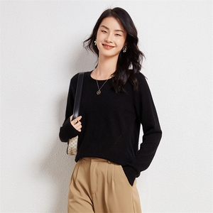 秋冬新款圆领套头35%羊绒衫女纯色修身韩版打底针织衫毛衣女图片