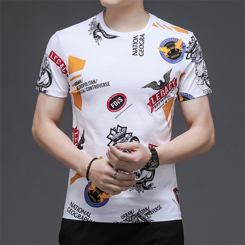 W90236钱塘2020-3夏季男士精品高端双丝光纯印花T恤P125,男装T恤,钱塘207-3