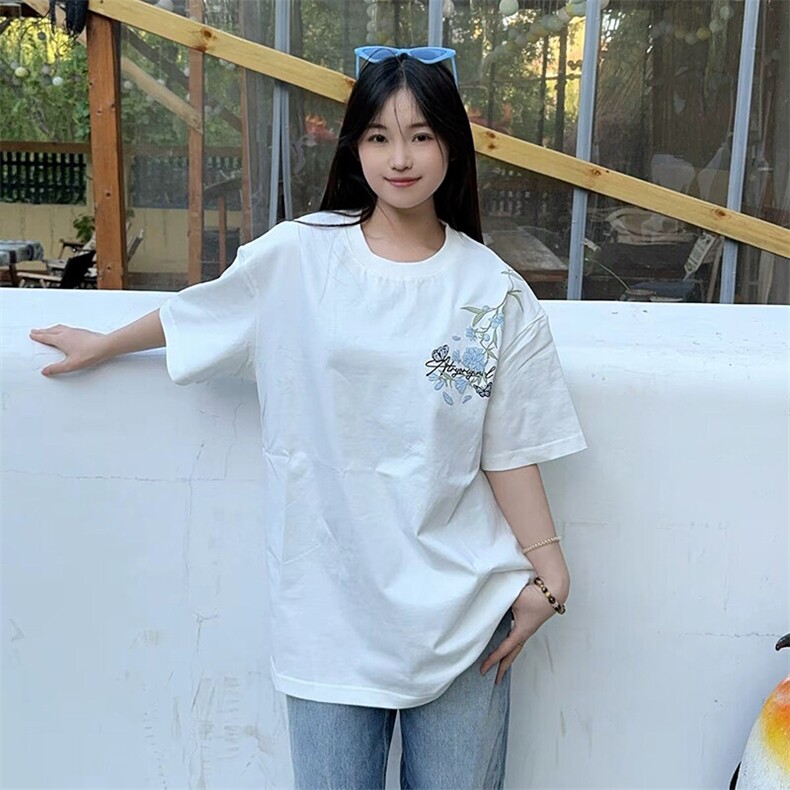 万针全刺绣解构设计260克重磅双纱纯棉高品质美式高街短袖T恤特35,男装T恤,电商A486-1