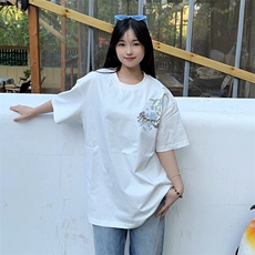 万针全刺绣解构设计260克重磅双纱纯棉高品质美式高街短袖T恤特35，男装T恤，电商A486-1