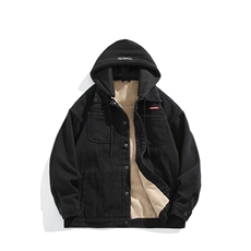 现货连帽加绒牛仔棉服男士冬季棉衣外套羊羔绒翻领毛领MY2226-P98，男装棉衣，星座1103-3