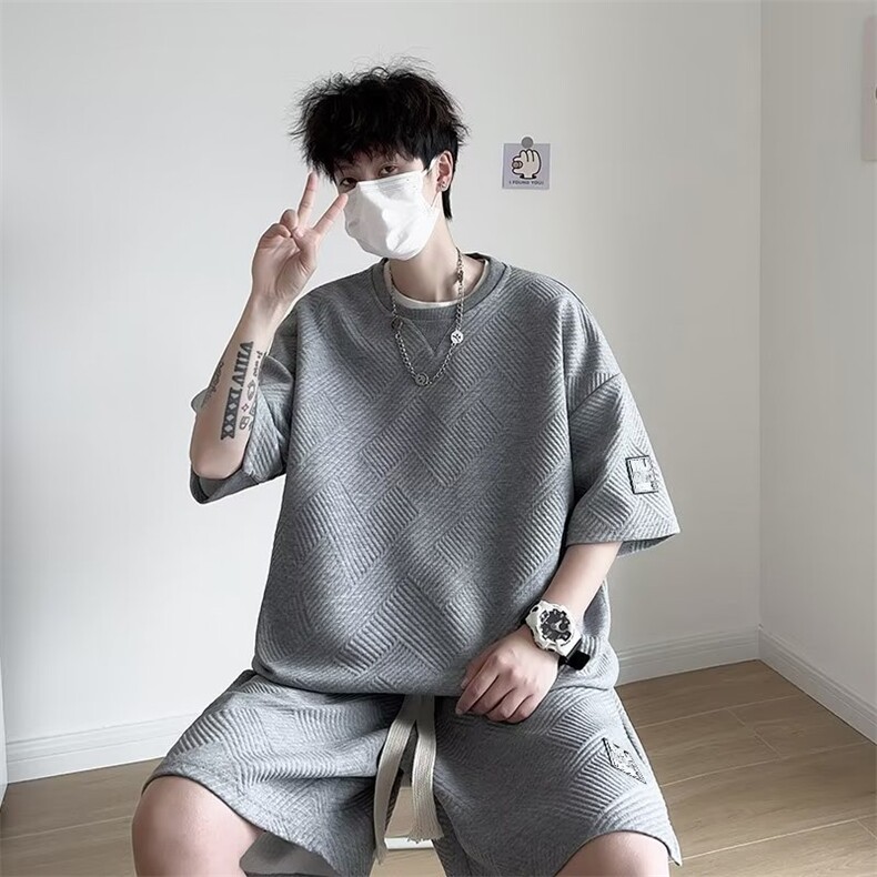 男潮流休闲套装宽松运动套装T08P40图片