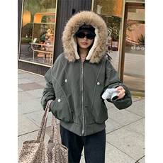 派克服羽绒棉服女仿兔毛大毛领连帽棉衣冬外套MF2508，男装棉衣，星座1116A（原606A-3）