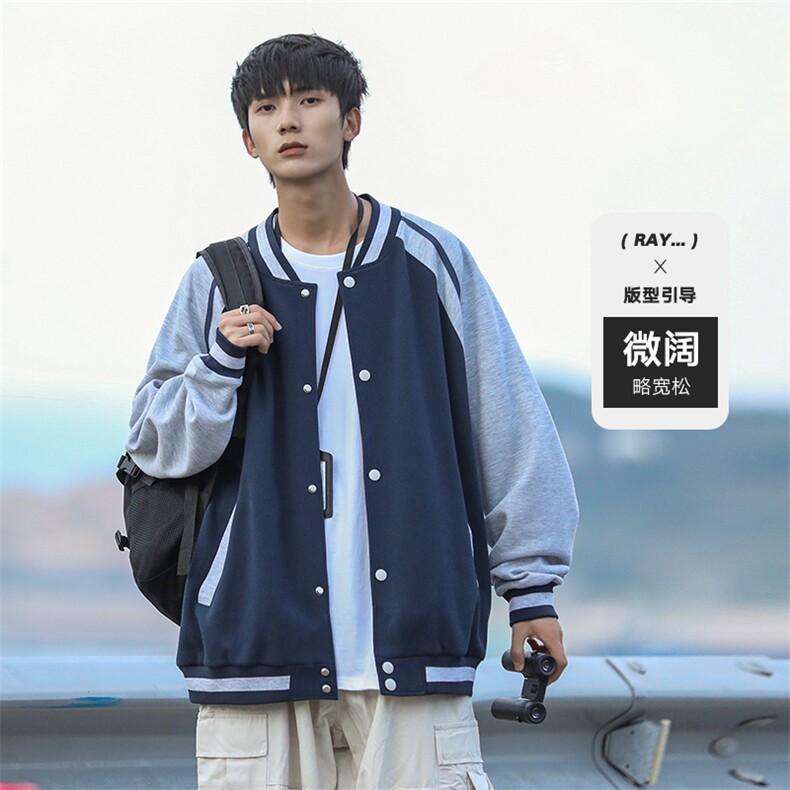 新款男经典双色不规则拼接CITYBOY风针织外套WT3409-P55控78图片