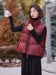 羽绒服马甲女2024冬季新款白鸭绒立领加厚设计感百搭轻薄时尚外套图片