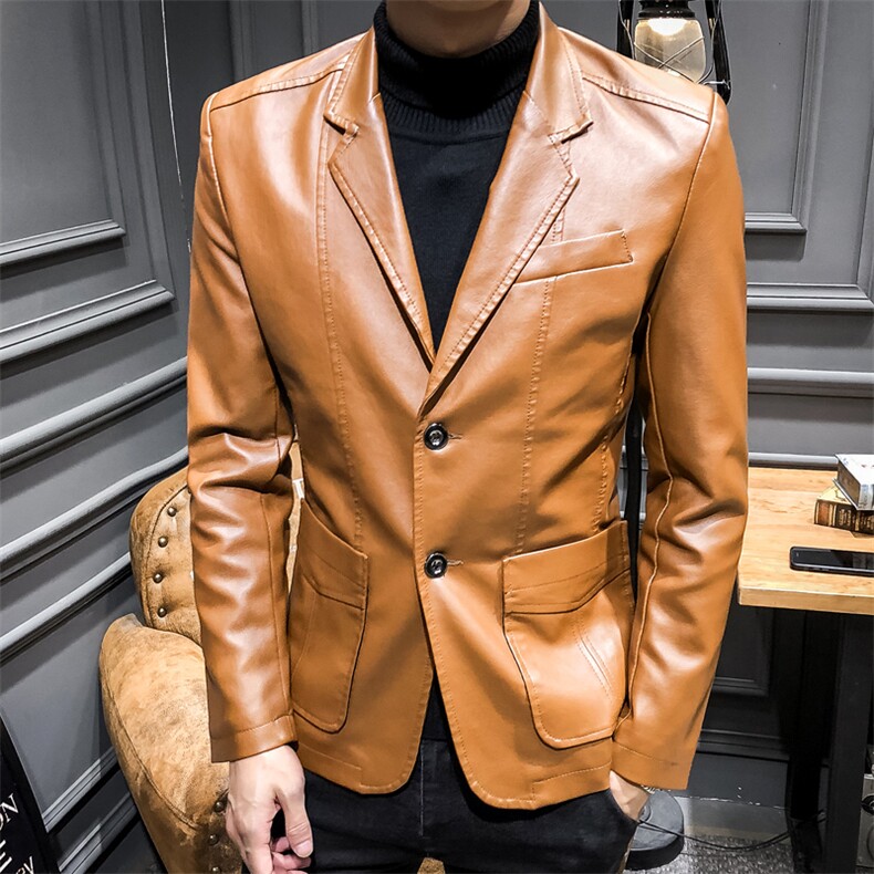 潮流修身皮西装小码男装原创PU皮皮外套休闲西服男士韩版J,男装皮衣,星座四季星座1412