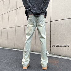 美式ins高街vibe重工艺水洗复古黄泥牛仔裤货号K2316P55，男装牛仔裤，电商A063
