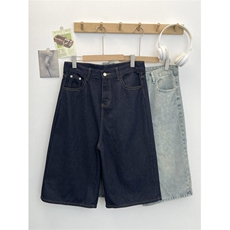 美式复古水洗做旧彩色字母牛仔短裤潮牌宽松休闲百搭五分裤，男装牛仔裤，星座410-6（原星座1304-1）