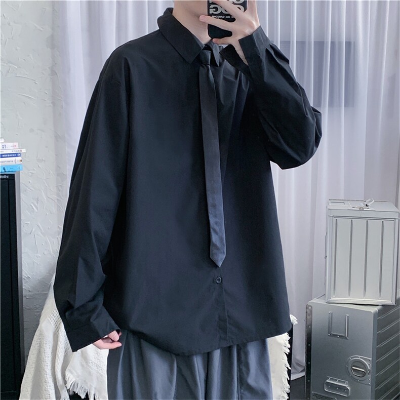 910A-C10秋装新款纯色简约小清新衬衫情侣休闲上衣男,男装衬衫,星座910A