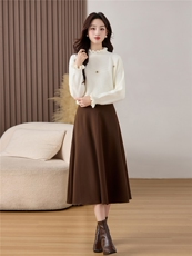 套头打底外穿毛织宽松毛衣带花朵，女装针织衫/毛衣，乐吉娜