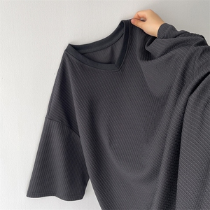 8XL-M短袖肌理感冰丝凉感T恤特大码鸡心领半袖纯色体恤DX1216/P28图片