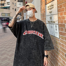 B239-X1003-P38美式复古水洗做旧字母印花短袖T恤，男装T恤，星座514-2(原B239)