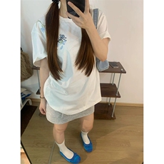 万针全刺绣解构设计260克重磅双纱纯棉高品质美式高街短袖T恤特35，男装T恤，电商A486