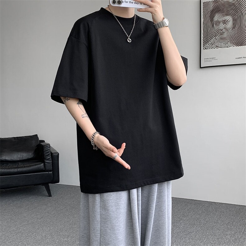 T10129-特批30控58曼巴棉撞色拼接短袖大码T恤夏季薄款垂感短袖,男装T恤,电商A059