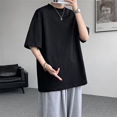 T10129-特批30控58曼巴棉撞色拼接短袖大码T恤夏季薄款垂感短袖，男装T恤，电商A059