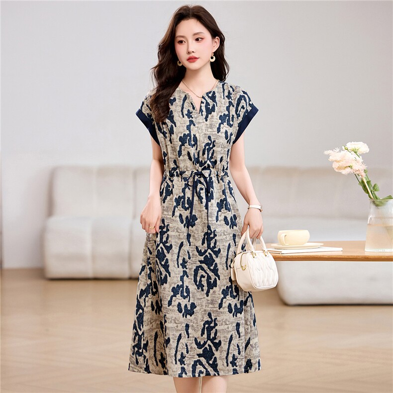 夏装新款宽松遮肚显瘦减龄休闲连衣裙,女装连衣裙,姿衣坊