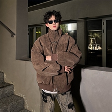 405A美式复古飞机扣设计皮衣短款棉服MY25812-特批100控178，男装皮衣，星座405A