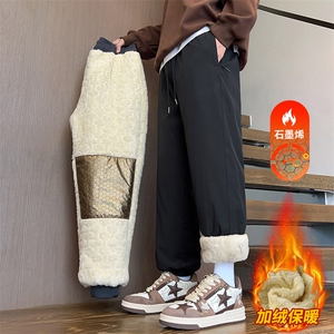 冬季羊羔绒内里休闲裤男士加绒加厚宽松保暖棉裤JR1821-特P35图片