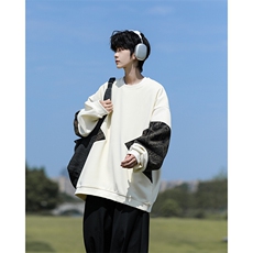 8XL-M春秋季圆领拼接撞色民族风卫衣男新款潮牌上衣服WY005P58，男装卫衣，电商B312