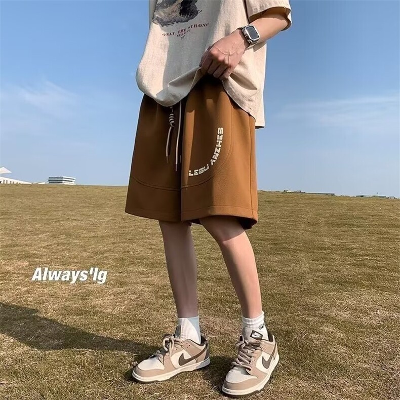 新款时尚简约流行潮流日系重磅贴标绿色工装短裤男大码夏季无品牌，女装休闲裤，星座1210-1