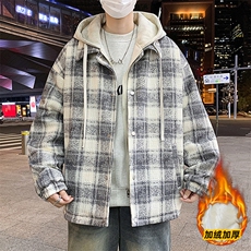 冬季男士加棉假两件格子夹克港风大码加厚棉衣外套，男装夹克，星座1206（原A206）