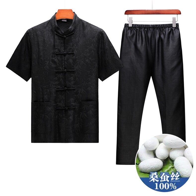 GBN6011-1夏季风唐装纯香云纱短袖爸爸装套装,男装休闲套装,电商B360