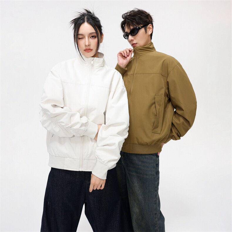 秋冬新款休闲百搭纯色棒球领夹克男女同款XZ302B-1-XY2501-P50图片
