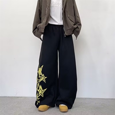 休闲裤男女韩版潮流宽松百搭高街帅气2025秋冬ins长裤K6739-P46，男装休闲裤，星座412-3