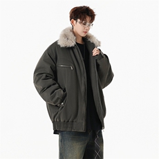 M1658-P115冬季新款美式可脱卸毛领水洗工装棉服外套，男装棉衣，星座109