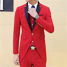 司仪主持燕尾服中长款西服套装男三件套小西装A470-TZ55，男装西服套装，电商A207