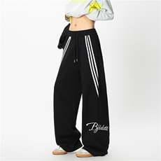 抖音品质美式运动条纹刺绣设计感百搭卫裤B315-K25313-特p40控78，男装休闲裤，电商B315