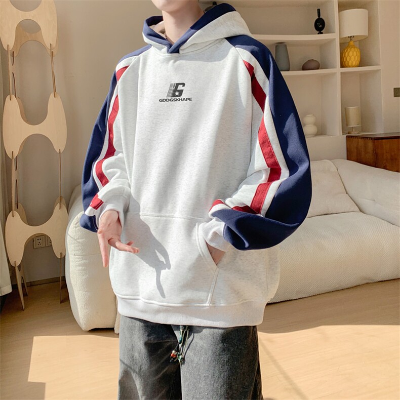 华棉春秋内景重磅个性休闲连帽卫衣男潮流宽松WY00678/P50加绒P55，男装卫衣，电商B316