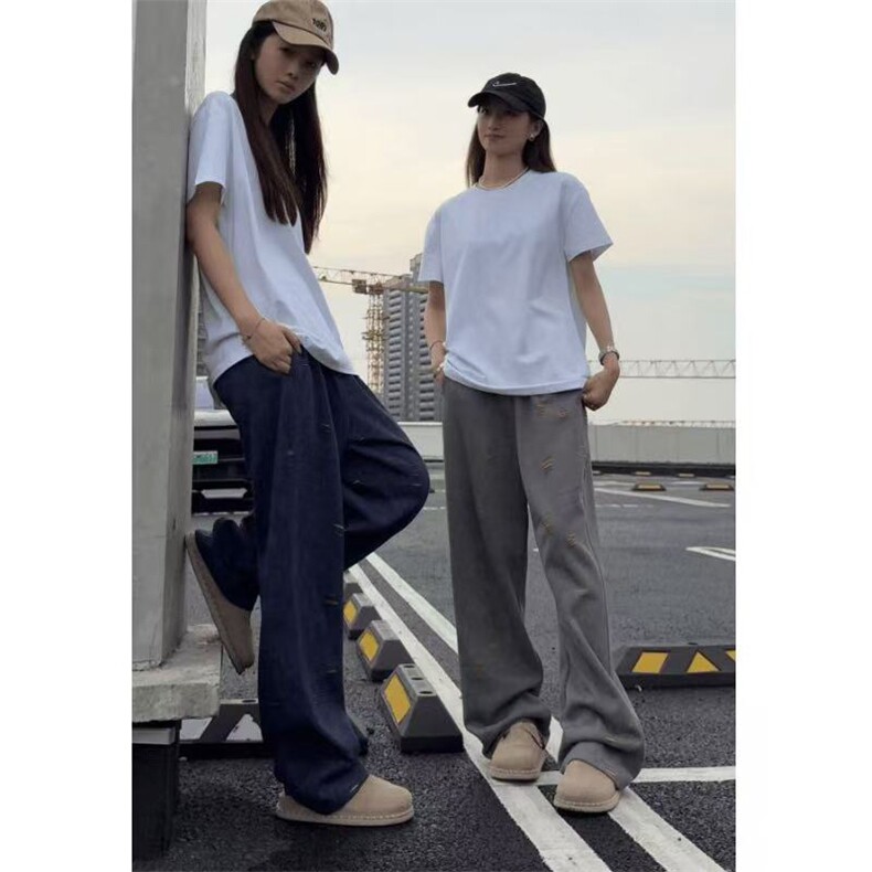 现货A2372-TP38秋冬款美式撞色休闲直筒重磅卫裤弯刀裤，男装休闲裤，星座515A