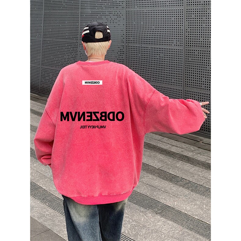 得物抖音高品质二开360克重磅做旧炒雪花纯色圆领水洗卫衣1504,男装卫衣,电商A486