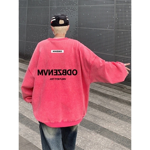 得物抖音高品质二开 360克重磅做旧炒雪花纯色圆领水洗卫衣 1504图片