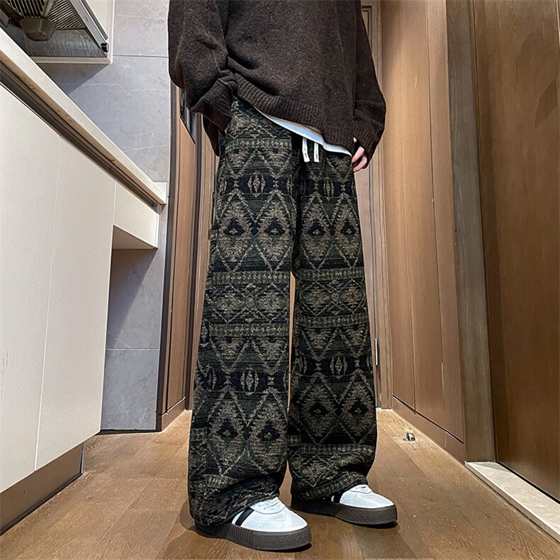 8XL-M羊羔绒裤子男冬季加绒加厚民族风重磅针织棉裤大码KZ023P78,男装民族服装,电商B312