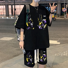 套装！华夫格套装短袖T恤短裤男HTZ529-特p：38，男装T恤，电商B371