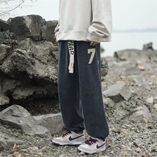 男潮流加绒加厚卫裤宽松男秋冬灯芯绒休闲九分裤K0801-P35加绒40，男装休闲裤，星座308B-1