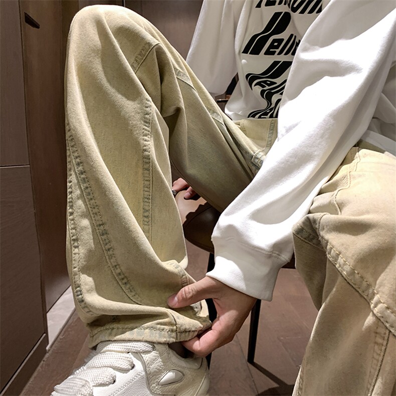 拼接牛仔裤微喇叭小直脚B342-K7029-P55直播品质,男装牛仔裤,电商B342