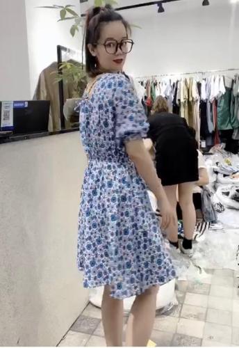 ZCL616夏季新款2021韩版收腰显瘦温柔风太阳花连衣裙,女装连衣裙,L·H·X