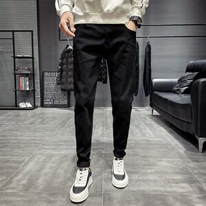 春秋季新款牛仔裤男韩版潮流修身小脚男士百搭休闲长裤子9185-P45图片