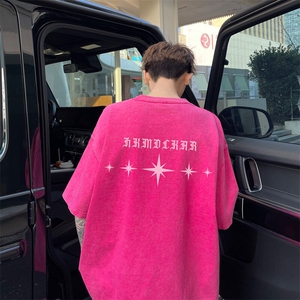 图案已注册夏季新款复古休闲短袖T恤男潮宽松水洗打底衫S023/P35,男装T恤,电商B209