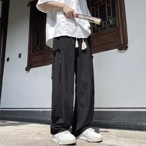 立体包边男款夏季风潮牌设计感大码宽松阔腿直筒长裤子 K2840图片
